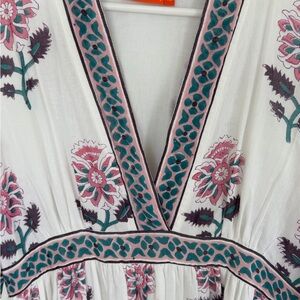 Oliphant White and Pink Floral Maxi Dress